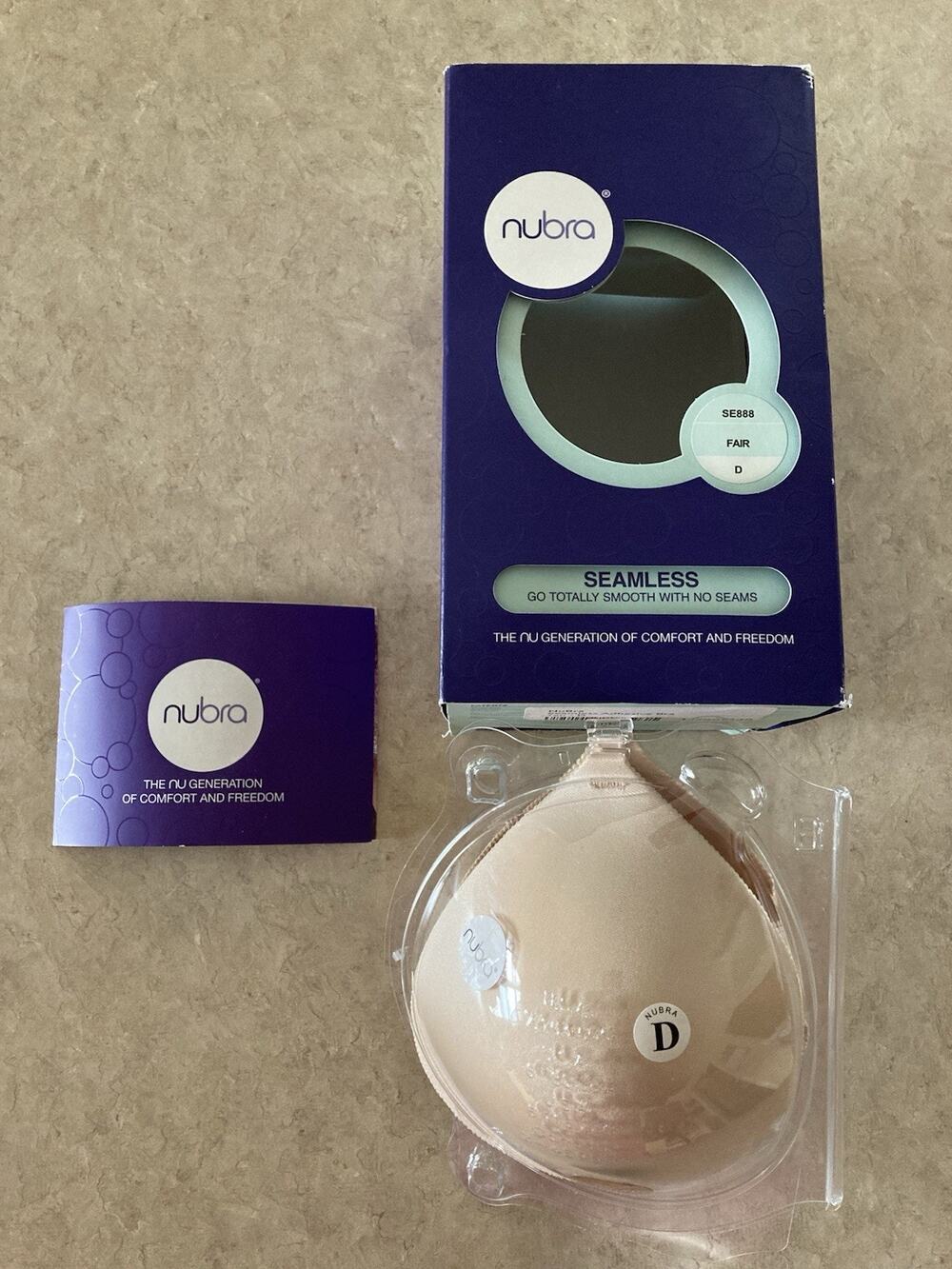 NuBra Adhesive Silicone Bra Fair Size D Molded Pads Backless Strapless Wedding